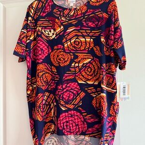 LuLaRoe Women’s Pink and Orange Abstract Floral Irma T Size XXS